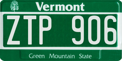 VT license plate ZTP906
