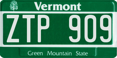 VT license plate ZTP909