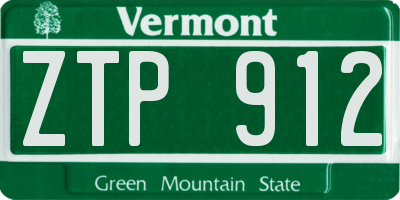 VT license plate ZTP912