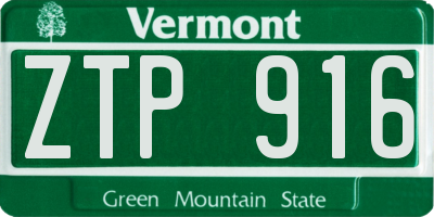 VT license plate ZTP916