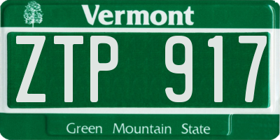 VT license plate ZTP917