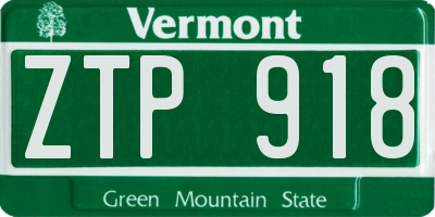 VT license plate ZTP918