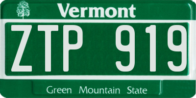VT license plate ZTP919