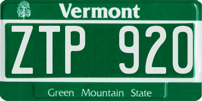 VT license plate ZTP920