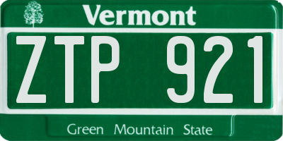 VT license plate ZTP921