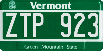 VT license plate ZTP923
