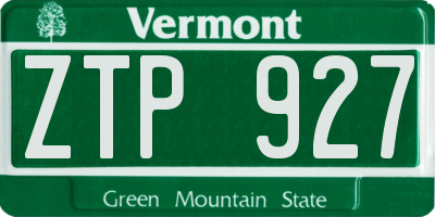 VT license plate ZTP927