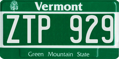 VT license plate ZTP929
