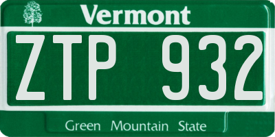 VT license plate ZTP932