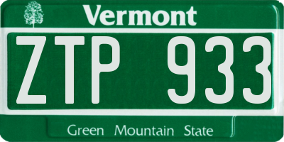VT license plate ZTP933