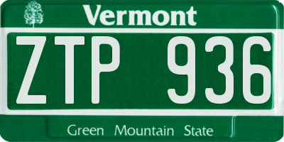 VT license plate ZTP936