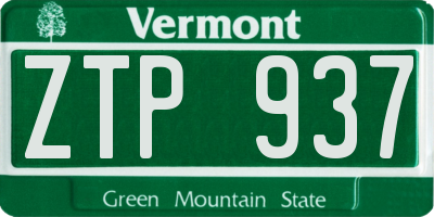 VT license plate ZTP937