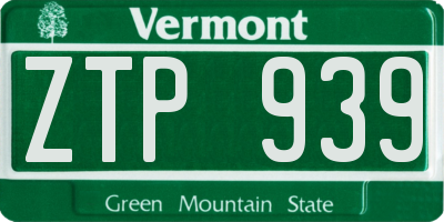 VT license plate ZTP939