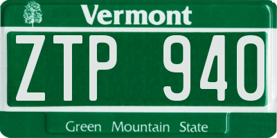 VT license plate ZTP940