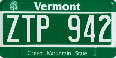 VT license plate ZTP942