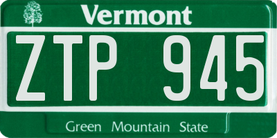 VT license plate ZTP945