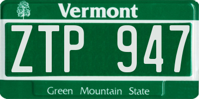 VT license plate ZTP947