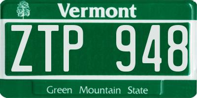 VT license plate ZTP948