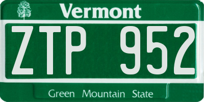 VT license plate ZTP952