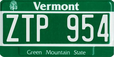 VT license plate ZTP954