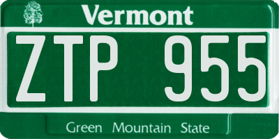 VT license plate ZTP955