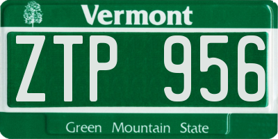 VT license plate ZTP956
