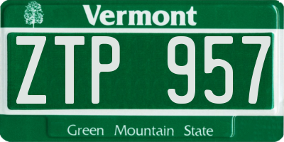 VT license plate ZTP957