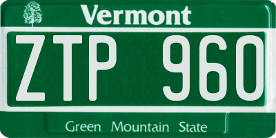 VT license plate ZTP960