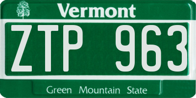 VT license plate ZTP963