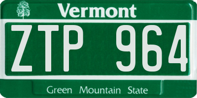VT license plate ZTP964