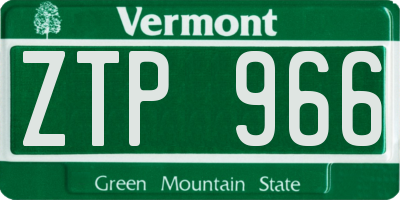 VT license plate ZTP966