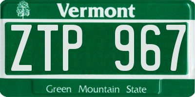 VT license plate ZTP967