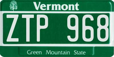 VT license plate ZTP968