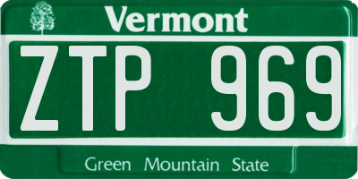 VT license plate ZTP969