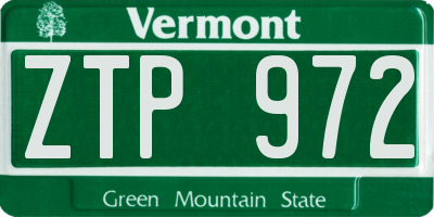 VT license plate ZTP972