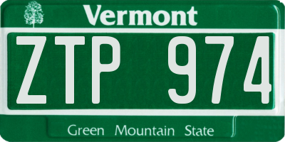 VT license plate ZTP974