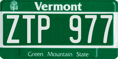VT license plate ZTP977