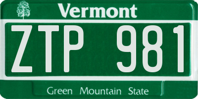 VT license plate ZTP981
