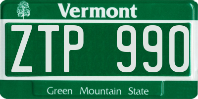VT license plate ZTP990