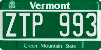 VT license plate ZTP993