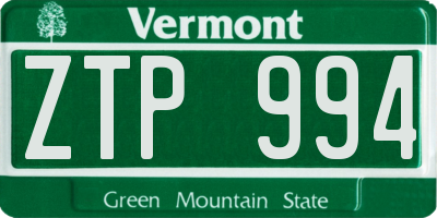 VT license plate ZTP994