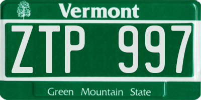 VT license plate ZTP997