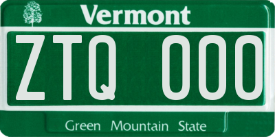 VT license plate ZTQ000