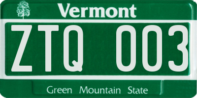 VT license plate ZTQ003