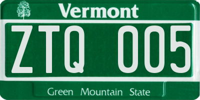 VT license plate ZTQ005