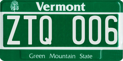 VT license plate ZTQ006
