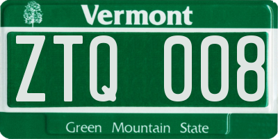 VT license plate ZTQ008