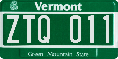 VT license plate ZTQ011