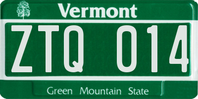 VT license plate ZTQ014
