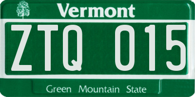 VT license plate ZTQ015